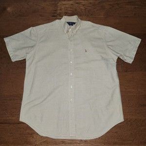 Ralph Lauren Shirt Mens L Blue Yellow Plaid  Blake Short Sleeve Classic